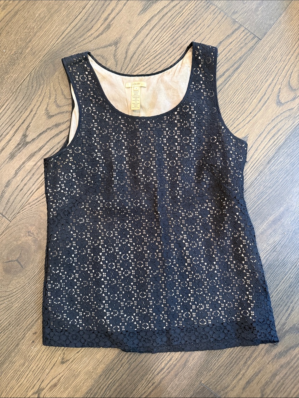 J. Crew Black Lace Scoop Neck Camisole Top